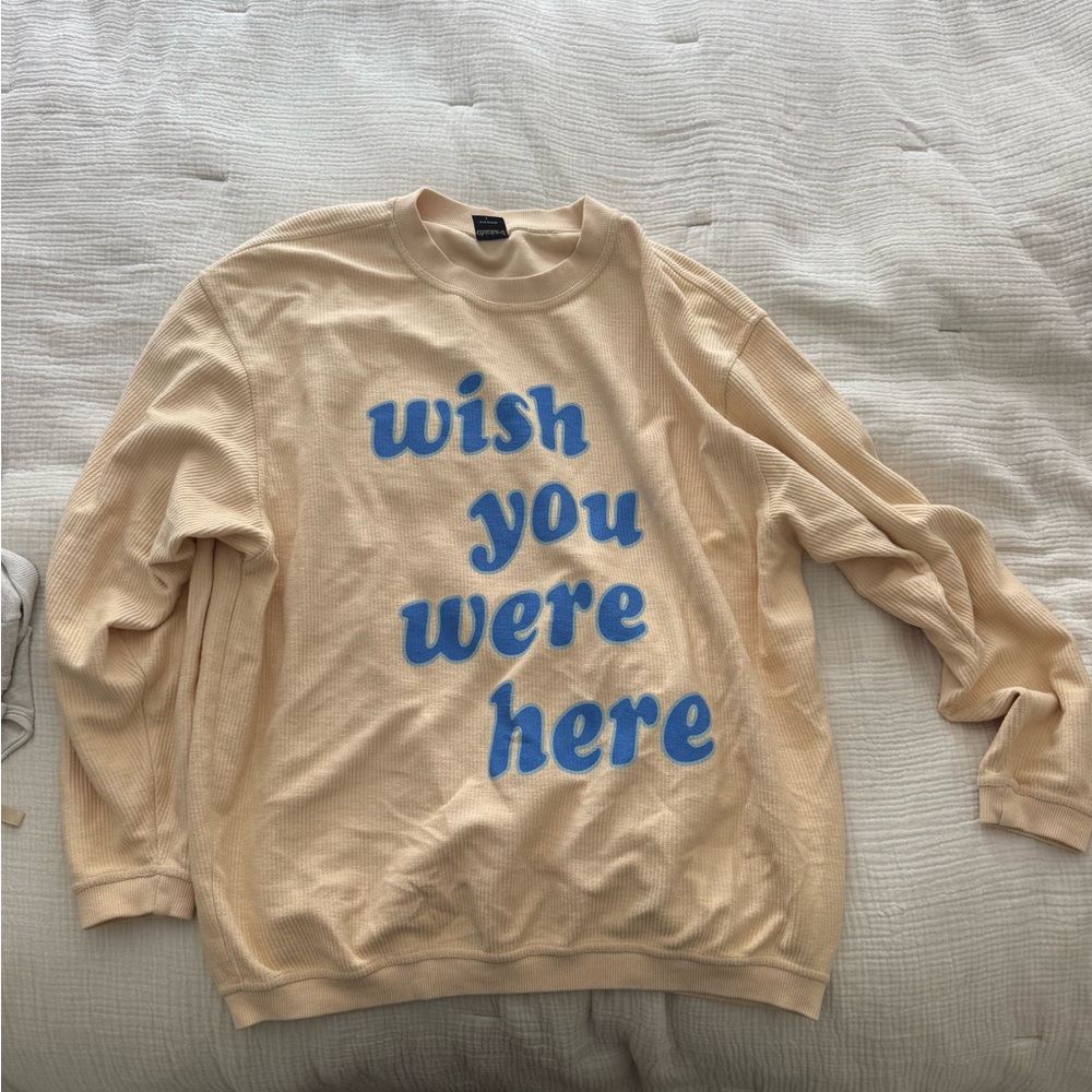 Chicka-d Cream crewneck beach “wish you were here” longsleeve